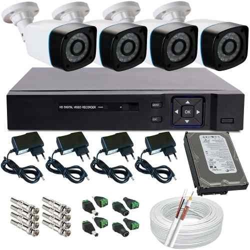 Kit Monitoramento Residencial e Comercial 4 Câmeras Infra