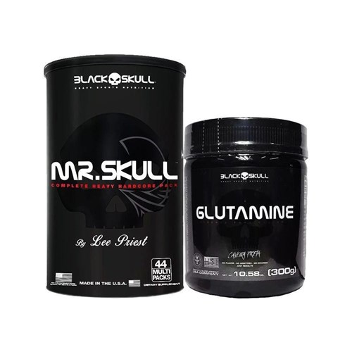 Kit Mr. Skull 44 Packs + Glutamina 300G Caveira Preta - Black Skull