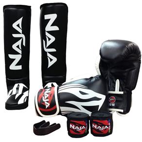 Kit Muay Thai Boxe Naja - Preto - 10Oz