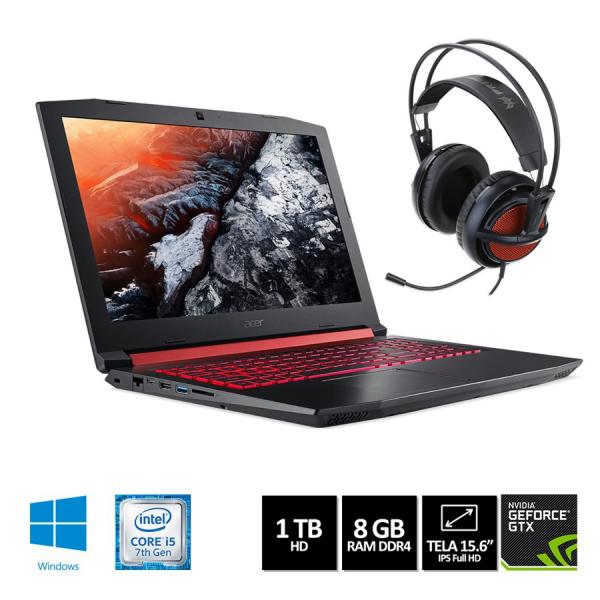 Kit: Notebook Gamer Acer Aspire Nitro 5 Core I5 8GB 1TB GeForce GTX1050 4GB Win10 15,6" + Headset