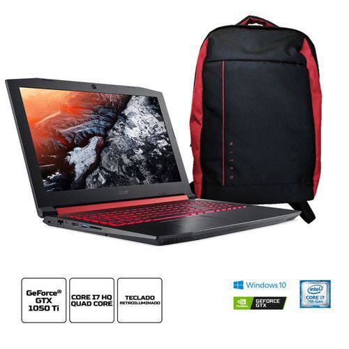 Tudo sobre 'Kit:Notebook Gamer Acer Nitro 5 AN515-51-78D6 Core I7 16GB 1TB 15.6" GTX 1050Ti Win10+Mochila Nitro'