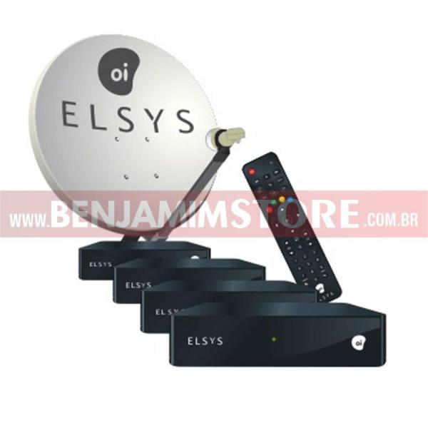 Kit Oi Tv Livre HD Elsys com 4 Receptores + 1 Antena LNBF