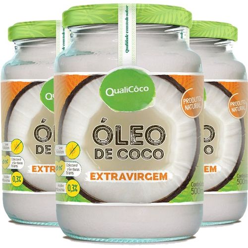 Kit 3 Óleo de Coco Extra Virgem Qualicôco 500ml