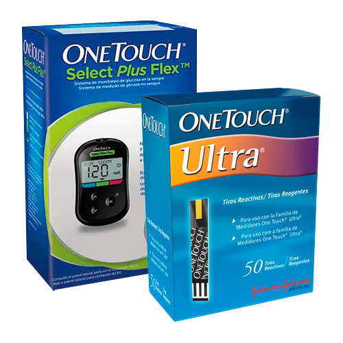 Kit One Touch Tiras Reagentes Ultra com 50 Unidades + Medidor de Glicemia Select Plus Flex