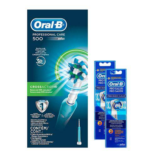 Kit Oral-B Escova Elétrica PC 500 D16 110V + 4 Refis Precision Clean