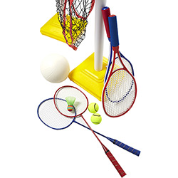 Kit OutDoor Play 3x1 Badminton, Volei e Tênis JC-238A