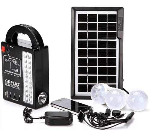 Kit Painel Placa Solar com Bateria + 3 Lampadas Led Camping