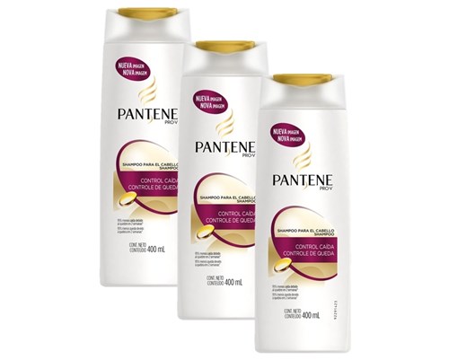 Kit Pantene 3 Shampoos Controle de Queda 400Ml