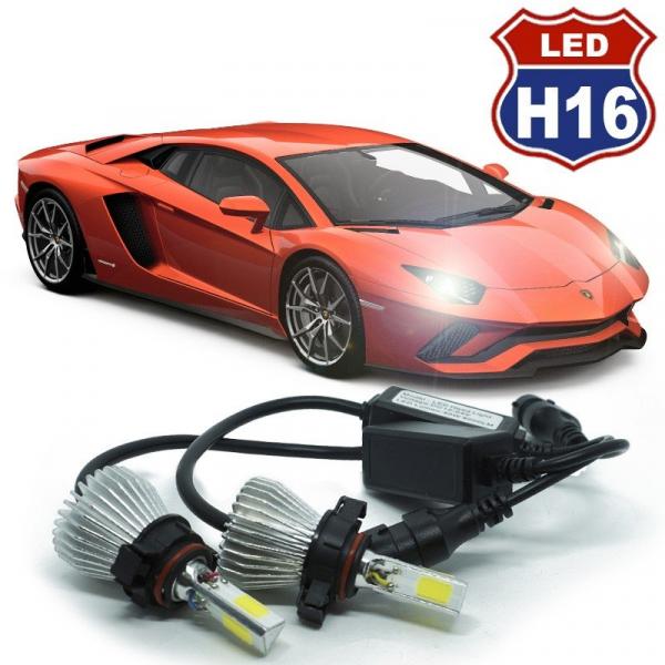 Kit Par Lâmpada Super Led Automotiva Farol Carro 3D H16 8000 Lumens 12V 24V 6000K - S/m
