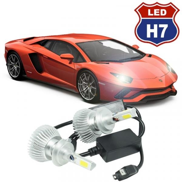 Kit Par Lâmpada Super Led Automotiva Farol Carro 3D H7 8000 Lumens 12V 24V 6000K - S/m