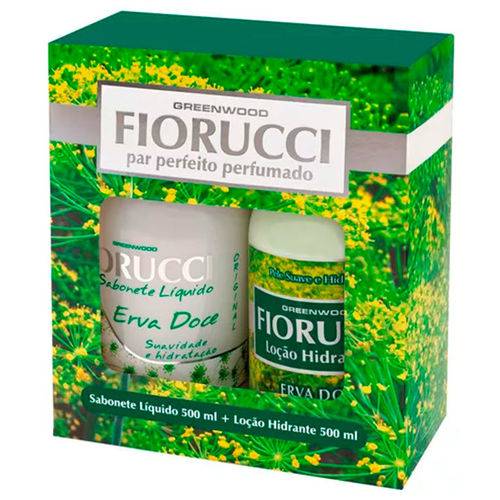 Kit Par Perfeito Perfumado Erva Doce Fiorucci Sabonete Líquido 500ml + Loção Hidratante 500ml