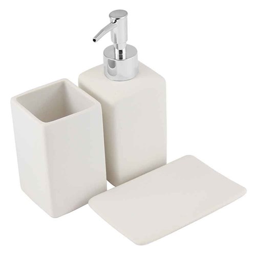 Kit para Banheiro Banco 3 Peças Cerâmica
