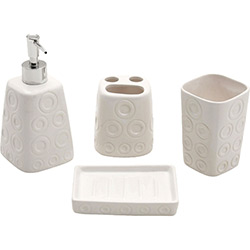 Kit para Banheiro de Cerâmica Branco 4 Peças - Incasa