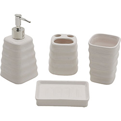 Kit para Banheiro de Cerâmica Branco 4 Peças - Incasa