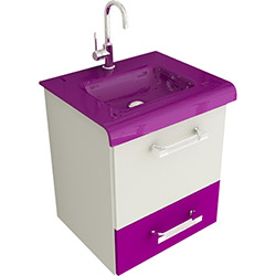 Kit para Banheiro Tomdo Vetro 3 Peças - Branco e Violeta