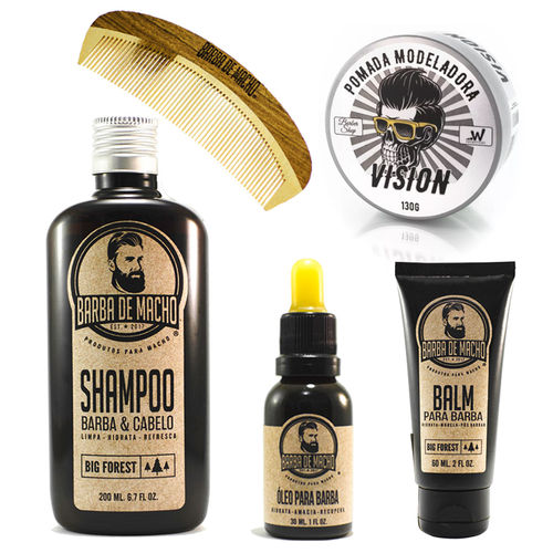 Kit Presente - Barba e Cabelo - Shampoo Oleo Balm
