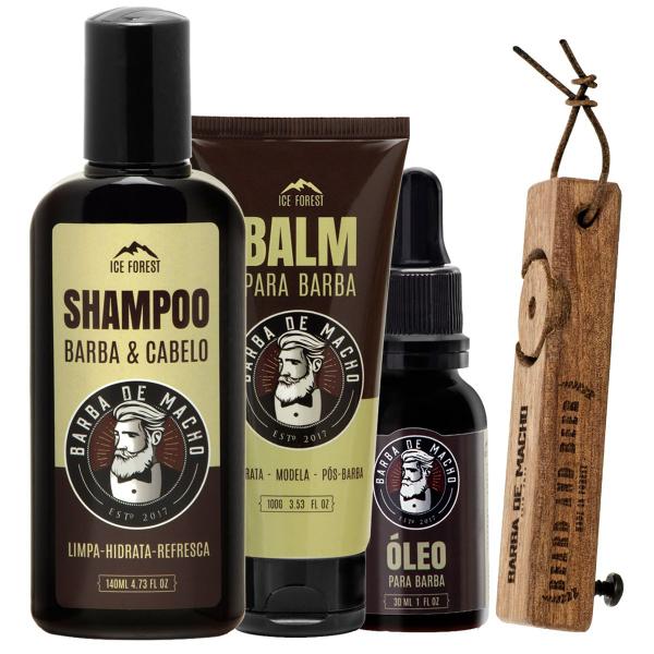 Kit para Barba - Shampoo, Balm, Óleo - Abridor Personalizado - Barba de Macho