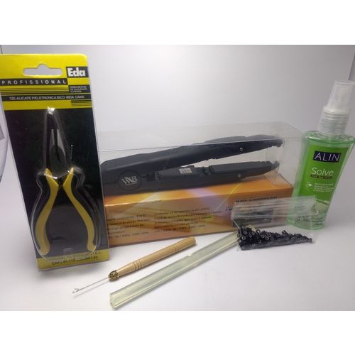 Kit para Mega Hair - Pinça + Cola de Queratina + Removedor + Alicate + Agulha