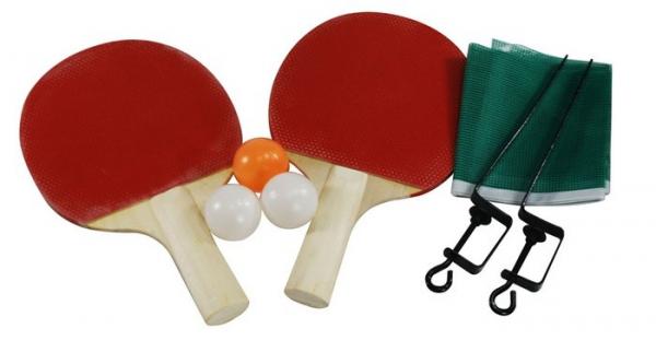 Kit para Ping Pong 8 Peças com Raquetes Bolas Rede e Suportes para Rede Western KP8