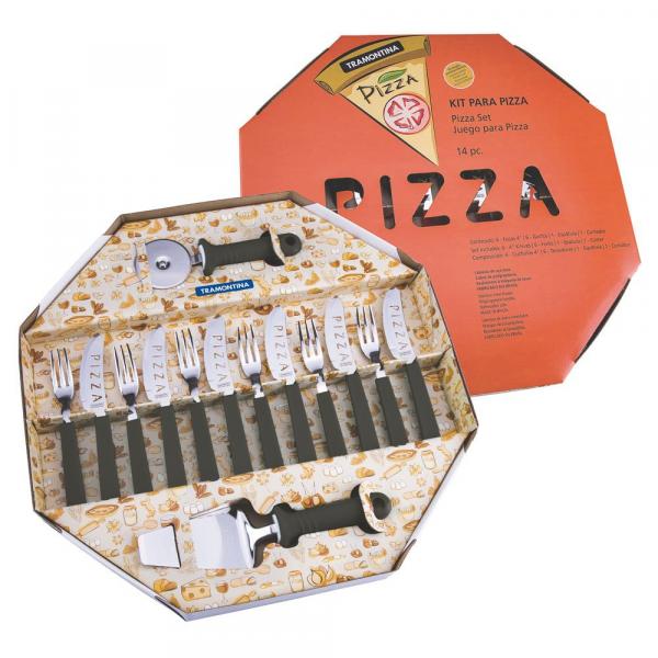 Kit para Pizza 14 Peças Tramontina em Inox