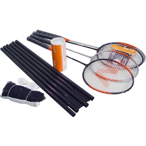 Kit para Treino de Badminton com 4 Raquetes e 3 Petecas em Nylon - Vollo Vb004