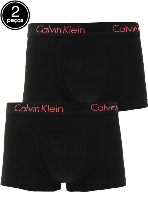 Kit 2pçs Cueca Calvin Klein Underwear Boxer Logo Preto