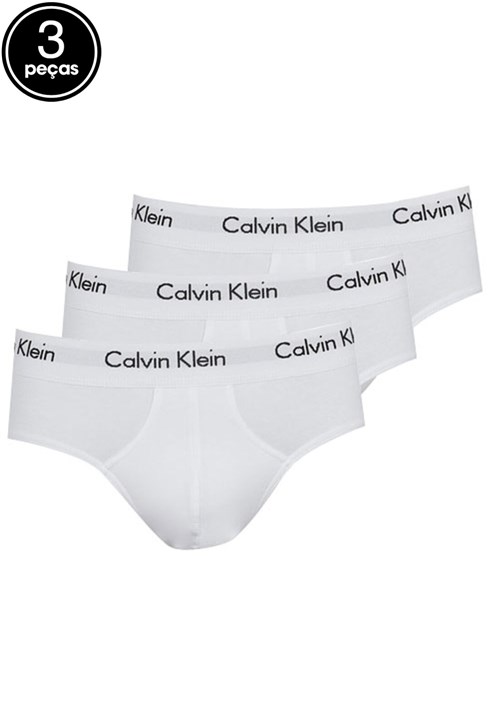 Kit 3pçs Cueca Calvin Klein Underwear Slip Branco