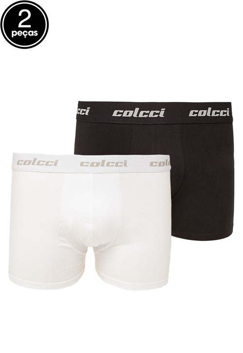 Kit 2pçs Cuecas Boxer Colcci Cotton Branca/Preta