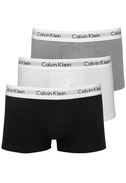 Kit 3pçs Cuecas Calvin Klein Underwear Slip Cinza/Preto/Branco