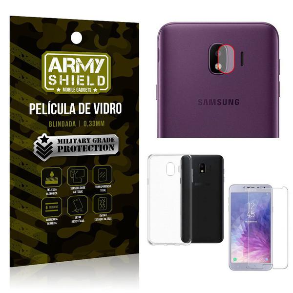 Kit Película de Lente Câmera + Película de Vidro + Capa Silicone Samsung Galaxy J4 - Armyshield