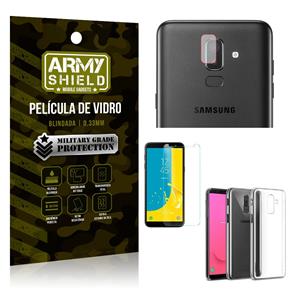 Kit Película de Lente Câmera + Película de Vidro + Capa Silicone Samsung Galaxy J8 - Armyshield