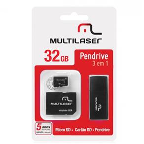 Kit Pen Drive MicroSD 32Gb 3 em 1 MC060 Multilaser