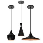 Kit Pendentes Estilo Tom Dixon Preto/cobre Trio (funil,balão,chapéu)