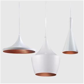 Kit 3 Pendentes Luminária Tom Dixon - Branco e Cobre