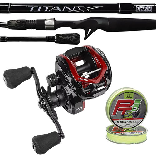 Tudo sobre 'Kit Pesqueiro Top Carretilha Titan Bg Pro 12000 com Vara Titanx 1,83mts 25lbs e Linha Pt50 Soft 0,45mm'