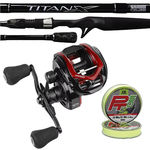 Kit Pesqueiro Top Carretilha Titan Bg Pro 12000 com Vara Titanx 1,83mts 25lbs e Linha Pt50 Soft 0,45mm