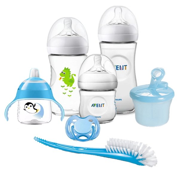 Kit Pétala 7 Peças Mamadeiras, Copo, Escova e Chupeta Menino - Philips Avent