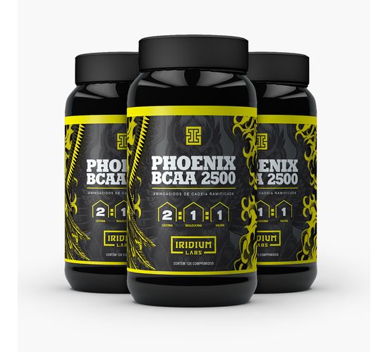 Kit Phoenix BCAA 2500 - 3 Potes de 120 Comprimidos