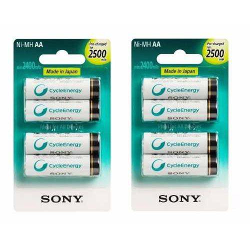 Kit Pilhas Sony 8 AA Pequena 2500 Mah Recarregável