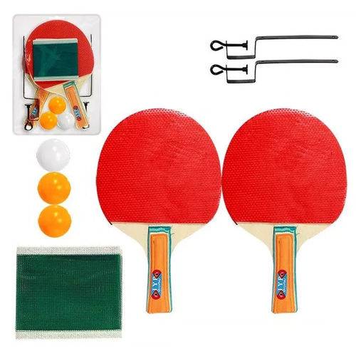Kit Ping Pong 2 Raquetes 3 Bolas Rede e Suporte