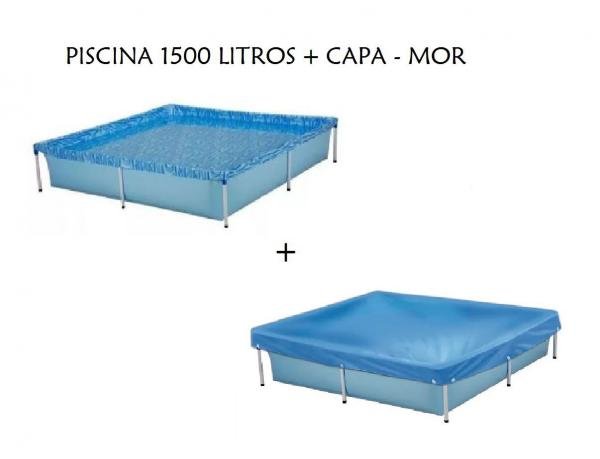 Kit Piscina Infantil Retangular 1500 Litros Mor + Capa para Piscina
