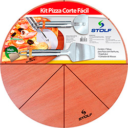 Tudo sobre 'Kit Pizza Stolf Corte Fácil com Cortador e Espátula 35cm Madeira'