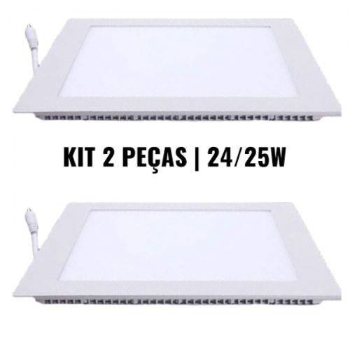 Tamanhos, Medidas e Dimensões do produto Kit 2 Plafon 25W Luminária LED Painel Embutir QUADRADO Branco Frio BRIWAX 6500K