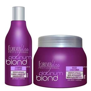 Kit Platinum Blond Shampoo e Máscara Matizador Desamarelador Uso Diário Forever Liss