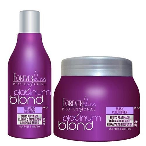 Kit Platinum Blond Shampoo e Máscara Matizador Desamarelador Uso Diário Forever Liss