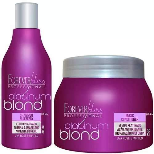 Tudo sobre 'Kit Platinum Blond Shampoo e Máscara Matizador Desamarelador Uso Diário Forever Liss'