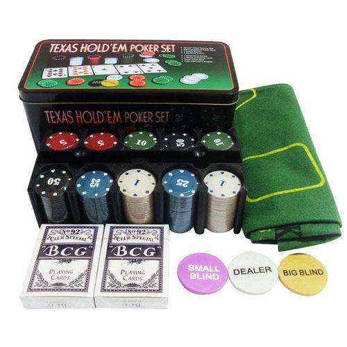 Kit Poker Profissional Chips Jogo com 200 Fichas + Toalha