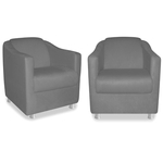 Kit 2 Poltrona Cadeira Tila Decorativa Corano Cinza para Salão de Beleza Consultório Sala de Estar Recepção Quarto - AM Decor