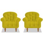 Kit 2 Poltronas Cadeiras Dani Para Recepção Sala Escritório Quarto Suede Amarelo - AM DECOR