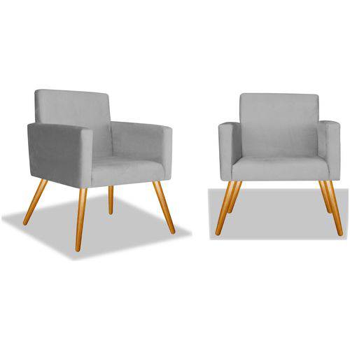 Tudo sobre 'Kit 2 Poltronas Cadeiras Decorativas Nina Recepção Sala Escritório Suede Cinza – BC DECOR'